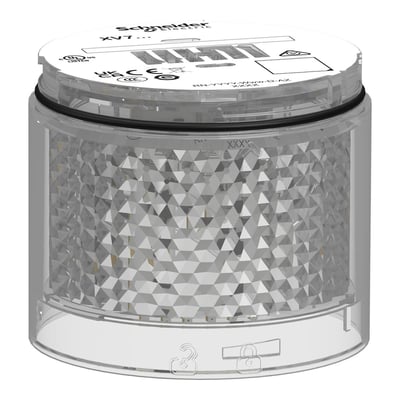 Schneider Electric XVB7C27 LED lysmodul i hvid med fast lys og diamantsleben reflektor for optimal synlighed.