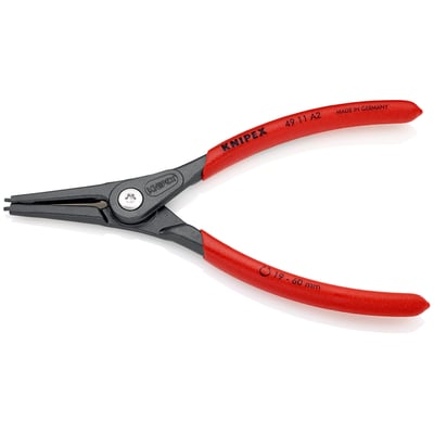 Knipex 49 11 A2 SB låseringstang med røde greb og angivelse af spændvidde 19-60 mm.