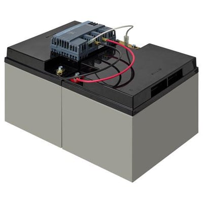 Siemens SITOP BAT1600 24V DC 38Ah Pb batterimodul med vedligeholdelsesfri lukket blysyrebatteri og tilslutningsledninger.