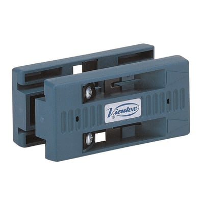 Virutex kantkærer i mørkeblå plast med tydeligt synligt logo og monteringsskruer.