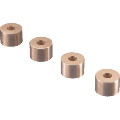 Rittal kobberruller i messingfarvet metal, der er cylindriske med et hul i midten, vist samlet på en hvid baggrund.