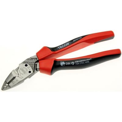 Wareco Multikombinationstang EVO 180mm med røde og sorte håndtag og metaldele med tekst om produktion i Tyskland.
