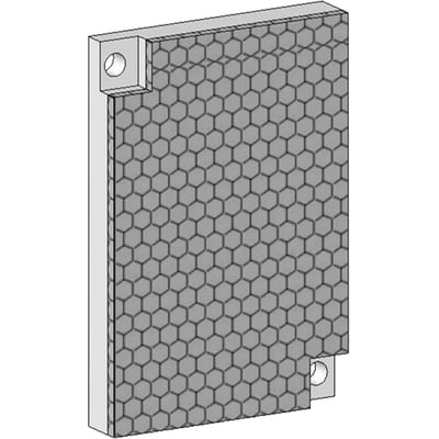 Schneider Electric reflektor 20x35 mm med sekskantet mønster og monteringshuller i grå plast.