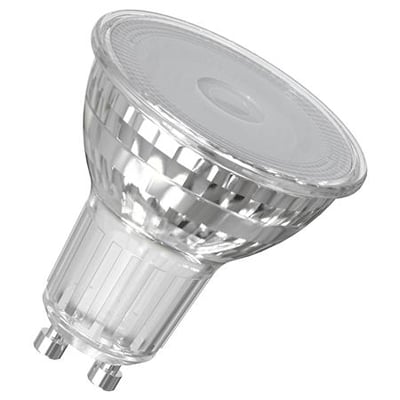 Ledvance dæmpbar PAR16 LED-reflektorpære på 3,7 W med klar reflektor og GU10-stiftsokkel, 927 og 36°.