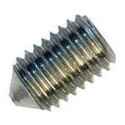 Rustfri pinolskrue M8x35 mm af A2 stål, vist tæt på med tydelige gevind og spids.