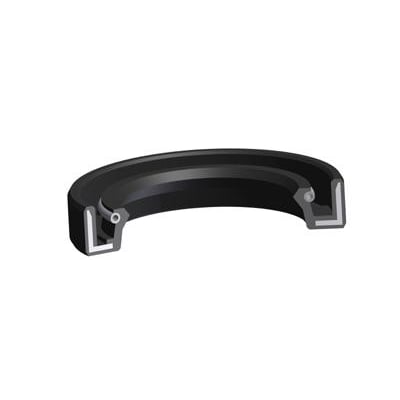 Olietætningsring type OA i sort NBR-70 materiale, 25 x 35 x 7 mm, vist i tværsnit for at vise fjeder og gummibelagt metalhus.