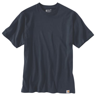 Carhartt Dearborn t-shirt i navy med afslappet pasform, korte ærmer, rund hals og lille logo ved kanten.