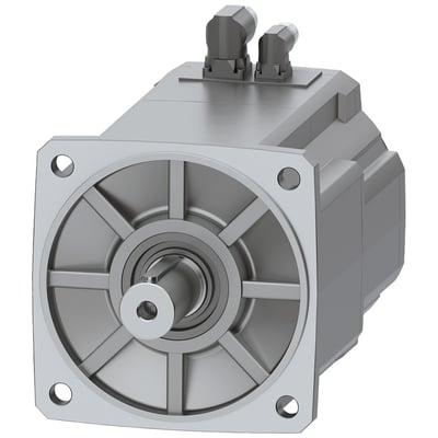 Siemens SIMOTICS S-1FK2 CT servomotor med en M0 på 30 Nm og en grå metalfinish, vist forfra med aksel og monteringsflange.