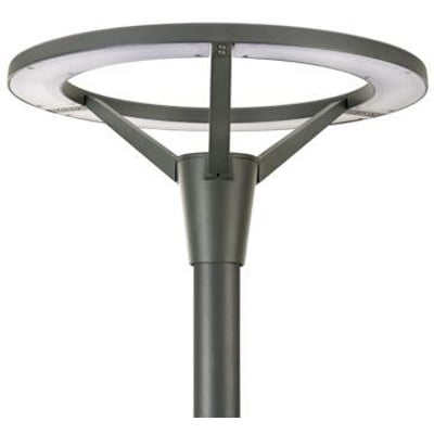 Parklygte StreetSaver BPP008 LED-MP/740 fra Philips Lighting i grå med en rund lyskilde og robust aluminiumsstruktur monteret på en stolpe.