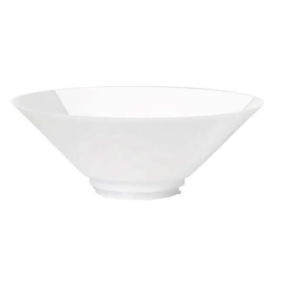 Hvid Kipp lampe med asymmetrisk afskærmning og indre opal overflade på en hvid baggrund.