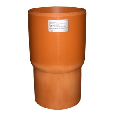 Orange ekspansionsovergang på 160/132 x 130 mm med label, der viser dens anvendelse i afløbssystemer.
