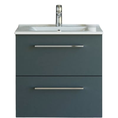 Dansani Mido+ møbelpakke i grå mat med to skuffer og Amber vask samt forkrommet vandhane.