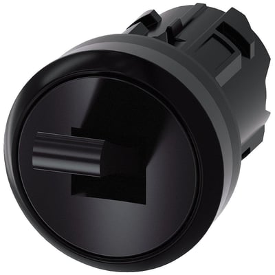 Siemens Sirius Act 22mm rund vippekontakt i sort plastik med 2 låsende kontaktpositioner og IP65 beskyttelse.