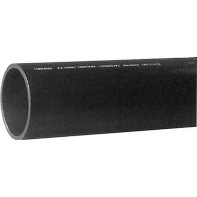 Uponor PE80 trykrør i sort med 50 mm diameter og PN10 trykklasse, vist som et isoleret rørstykke.