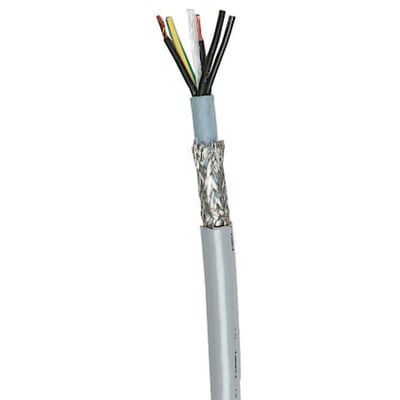 HELUKABEL JZ603-CY styrekabel med 7G0,75 ledere og flettet skærm, klar til installation.