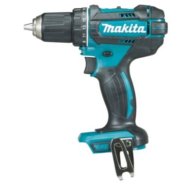 Makita DDF482Z 18 V bore- og skruemaskine uden batteri og lader, vist fra siden i turkis og sort.