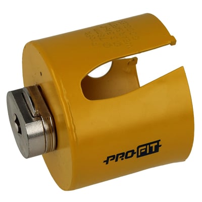 PRO-FIT HM hulsav med en diameter på 78 mm i skarp gul farve med logo og produktinformation.