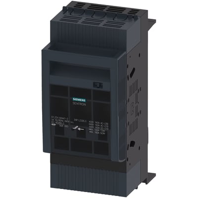 Siemens Sentron 3-polet sikringsafbryder NH000, 160A med mærketype 32/70mm boksterminal og 60mm busbarsystem.