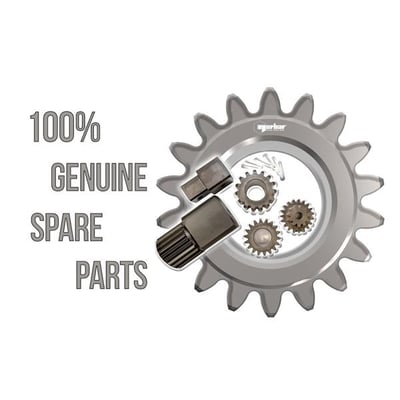 Illustration af Norbar forbindelsesfirkant til EBT 1350 i 3/4'' blandt reservedele med teksten »100% genuine spare parts«.