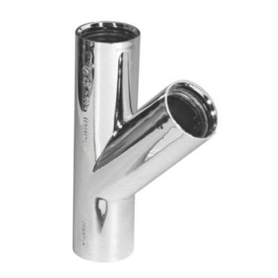 Forkromet Purus grenrør til indstik med 32 mm diameter og 45 graders vinkel, fremstillet i PP/TPE plast.
