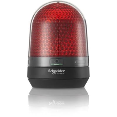Schneider Electric XVR3 signallampe, rød LED, Ø100 mm, 100-230 VAC, IP65-klassificeret og stødsikker.