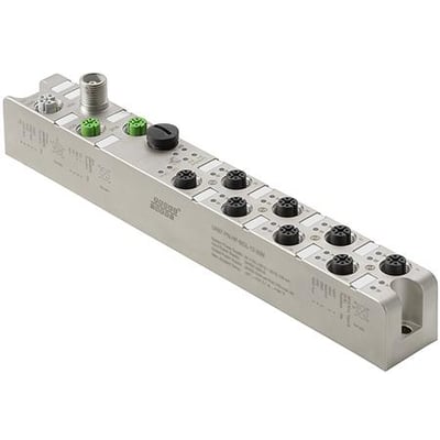 Weidmüller PROFINET fordelerboks UR67-PN-HP-8IOL-12-30M, en IP67-klassificeret enhed med 8 digitale ind-/udgange og M12-tilslutninger.