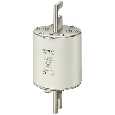 Siemens SITOR NH3 sikring på 710A og 1000V AC, med gR mærkning og CE logo.