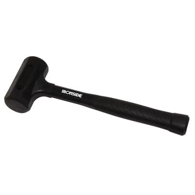 Sort Ironside dødslagshammer i gummi med 55 mm slagflade og ergonomisk greb, vist skråt fra siden.