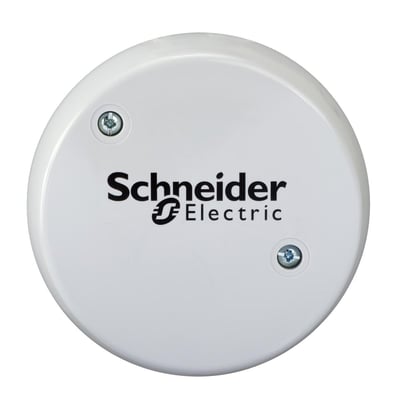 Schneider Electric STO300-50/50 udendørs temperatursensor med 4-20 mA udgang, hvid cirkulær enhed.