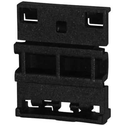 Omron snap-on adapter til J7KNU, sort plast, designet til montering på 35 mm DIN-skinne.