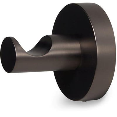 Håndklædekrog med bagplade i stilfuld gun metal finish, monteret på hvid baggrund.