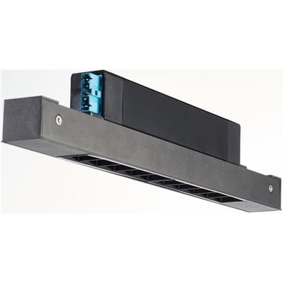 Sort Hybrid Brick LED-modul på 400 mm og 20 W med indbygget driver og reflektorer langs undersiden.