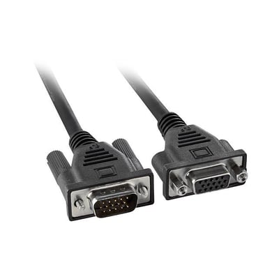 VGA forlængerkabel med 20 meters længde, udstyret med HD15 han- og hunstik med guldbelagte kontakter og fingerskruer.