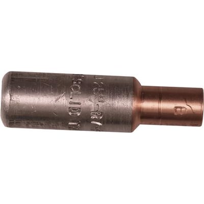 Elpress Al/Cu-samlemuffe AKS25-16 med en kobberende og en aluminiumsdel tydeligt markeret.