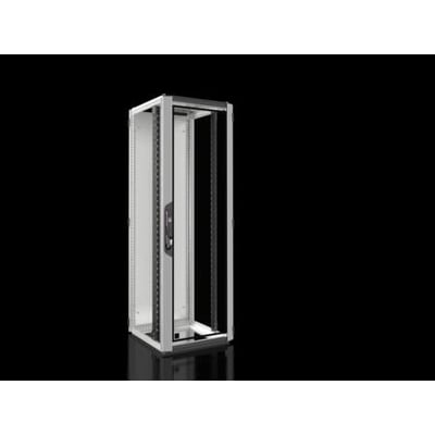 Rittal VX IT netværksskab standard 600x1800x600 mm i RAL7035 med glasfrontsdør og ståldør bagpå.