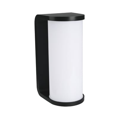 V-TAC LED-væglampe, 12W, sort PC-hus med cylindrisk hvid diffusor, isoleret på hvid baggrund.