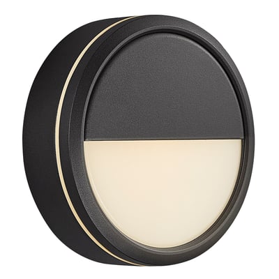 Nordlux Ava Smart udendørsvæglampe i sort aluminium med gyldne detaljer og integreret LED-lys, vist isoleret på hvid baggrund.