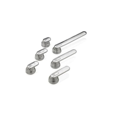 Tre ABB AL-CU OT125A+OT160E kabelklemmer i størrelserne 10-70 mm² vist sammen på en hvid baggrund.
