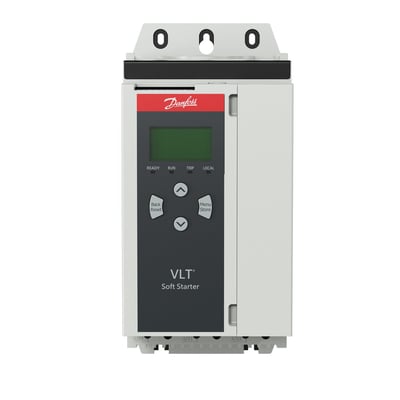 Danfoss VLT Soft Starter MCD 600, 69 Amp, 3F, 380-690VAC, IP20, med grafisk display og betjeningsknapper.