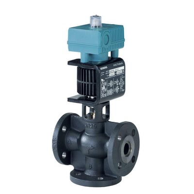 Siemens MXF461.20-5.0P flange ventil med magnetisk aktivering, PN16 DN20, på hvid baggrund.