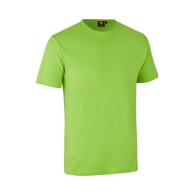 ID Identity interlock T-shirt i limegrøn XL med rund hals og antipilling-kvalitet, vist forfra på hvid baggrund.