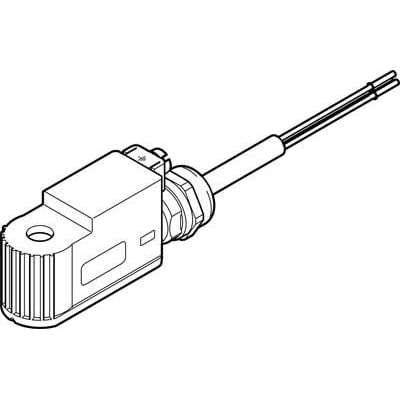 Festo solenoid spole VACF-B-K1-3A-1-EX4-M, en teknisk tegning der viser spolen med tilhørende ledninger og monteringsdetaljer.