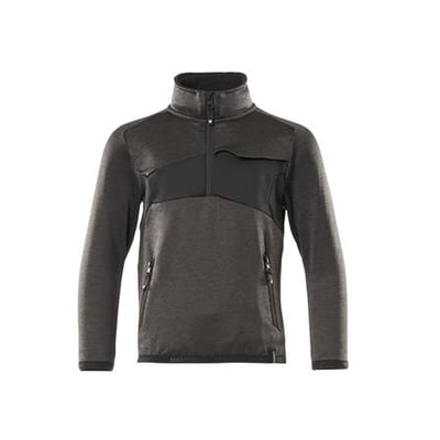 Mascot fleecetrøje til børn i antracit og sort, str. 152, med lynlås i halsen og reflekseffekter.