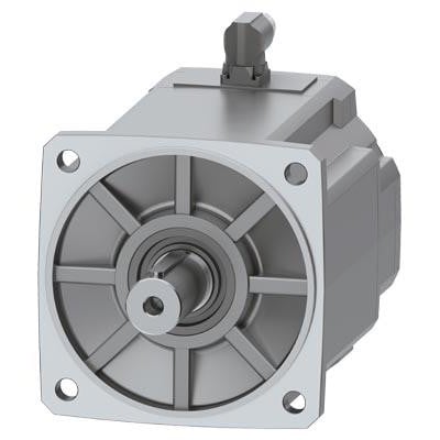 Siemens Simotics S-1FK2 CT servomotor i grå metal med synlig aksel, flange og M23-stik. Den har IP65-beskyttelse.