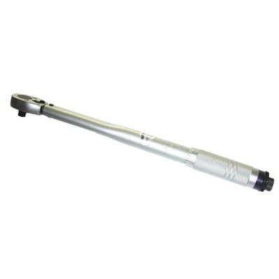 Ironside momentnøgle med 1/2″ tilslutning og momentområde på 70–340 Nm, set skråt med sølvfarvet skaft og riflet greb.