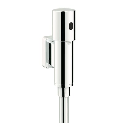 Grohe Tectron Rondo urinal elektronik i krom finish med infrarød sensor, monteret på en hvid væg.