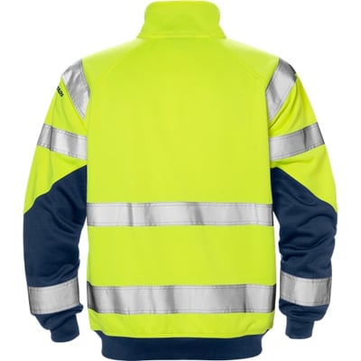 Baggrundsbillede af Kansas hi vis sweatjakke 126534 i gul og mørkeblå, str. 3XL, med reflekterende bånd hen over ryggen og på ærmerne.