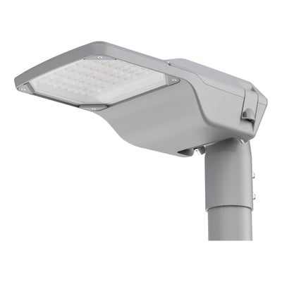 Ledvance Streetlight Compact M LED-gadearmatur med 90 W, 13.950 lm og 4000 K, monteret på lodret mast.
