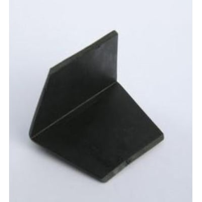 Enkel sort plast kantbeskytter uden pigge, måler 35/24 mm, vist på en let grå baggrund.