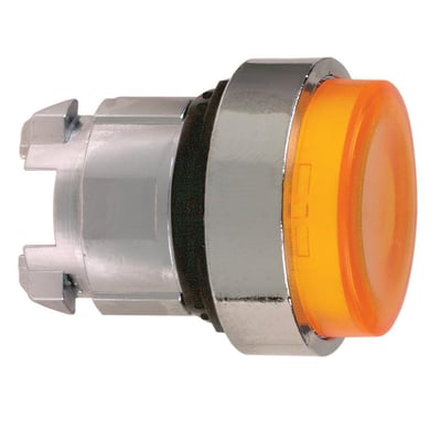 Schneider Electric ZB4BW153 lampetrykhoved i orange med 22mm diameter og krom frontring.